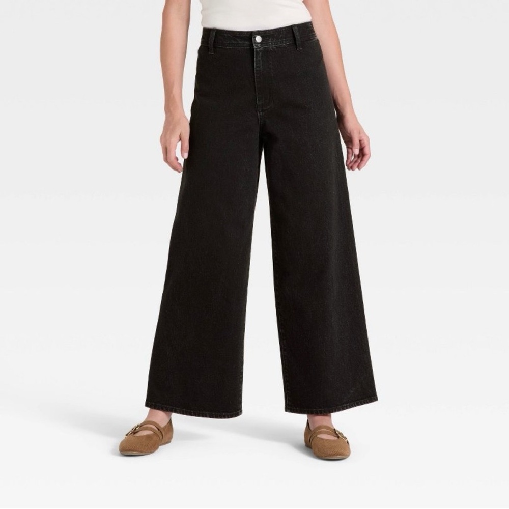 Universal Thread Wide Leg Sailor Ankle Jeans Sz 4 Black